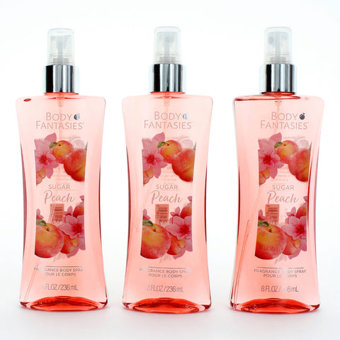 Sugar Peach by Body Fantasies, 3 Pack 8oz Fragrance Body Spray women