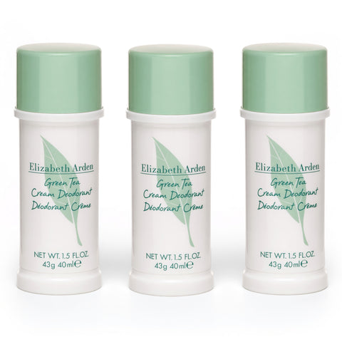 Green Tea by Elizabeth Arden, 3x1.5oz (4.5oz total) Cream Deodorant women