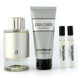 Mont Blanc Explorer Platinum by Mont Blanc, 4 Piece Gift Set for Men 